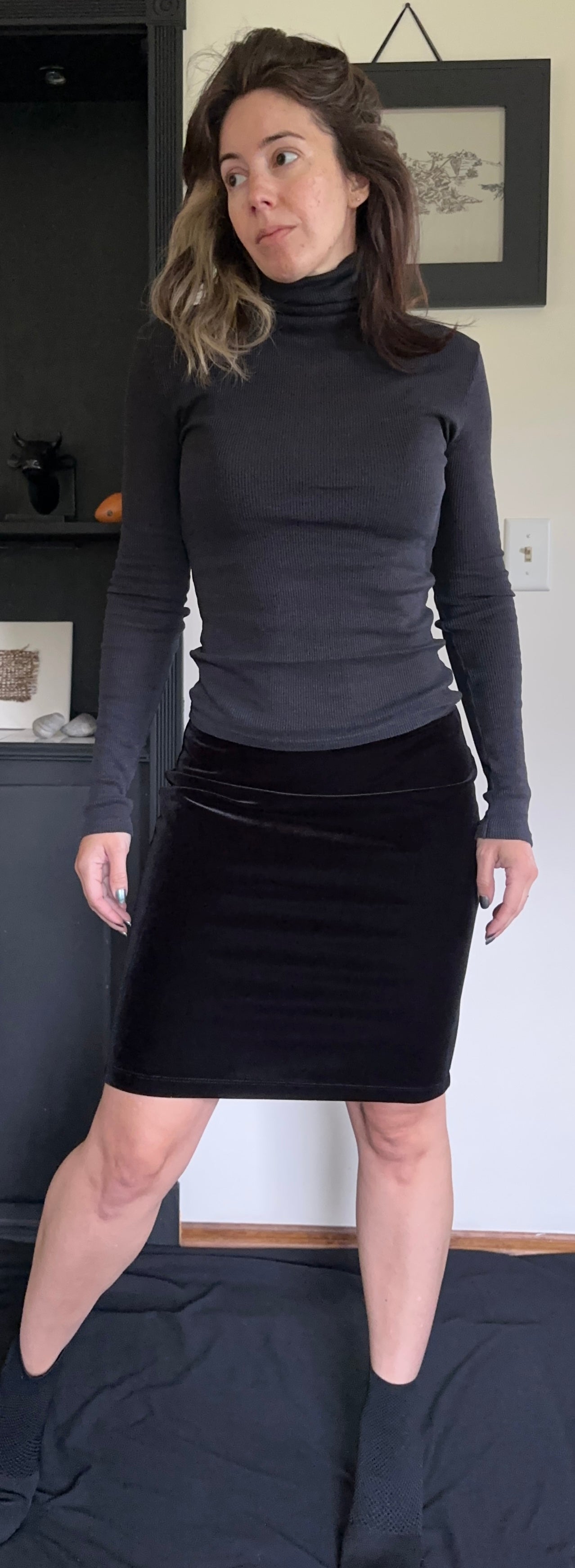 Secondhand Stretch Velvet Skirt S/M