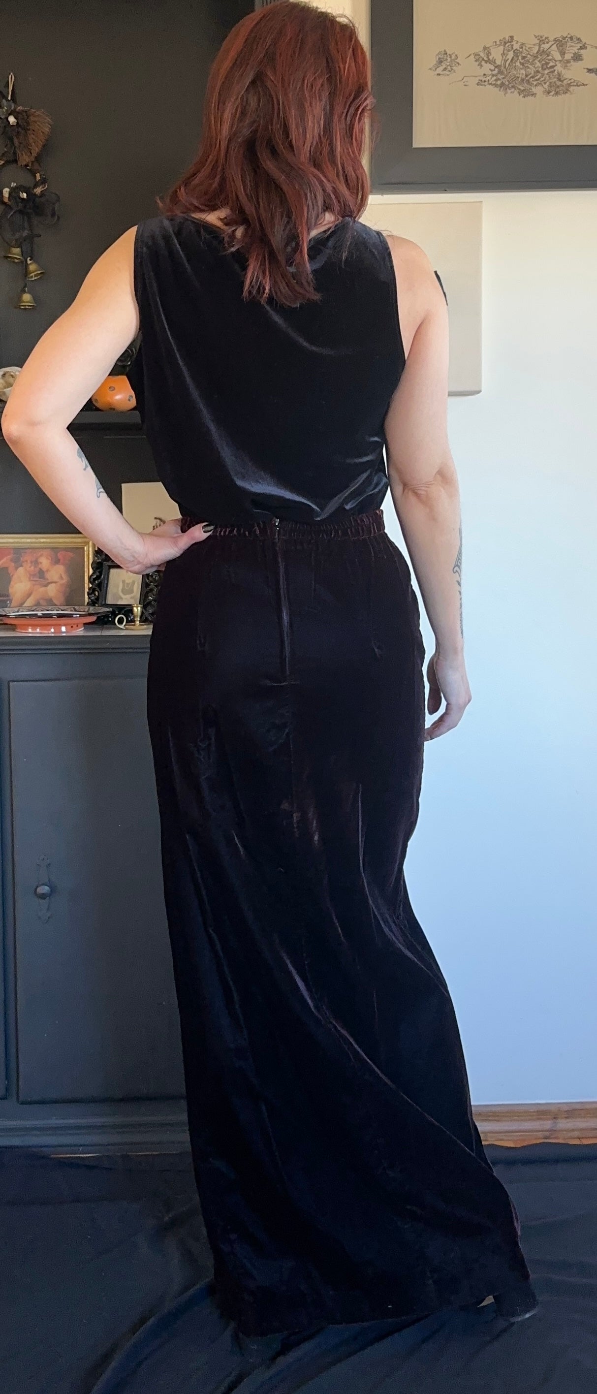 Oxblood Velvet Column Skirt SZ 6-8