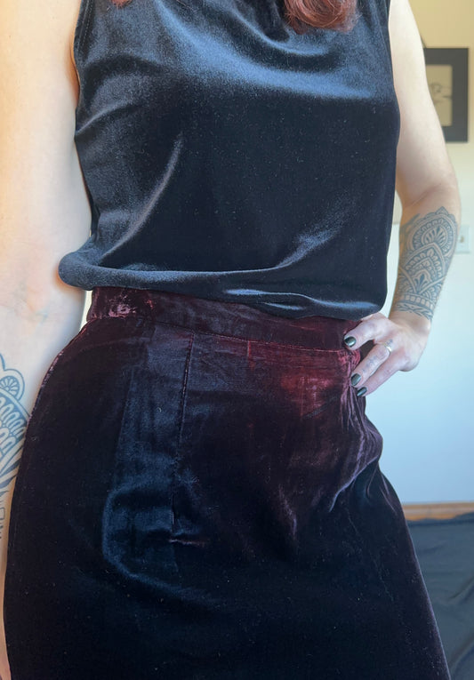 Oxblood Velvet Column Skirt SZ 6-8