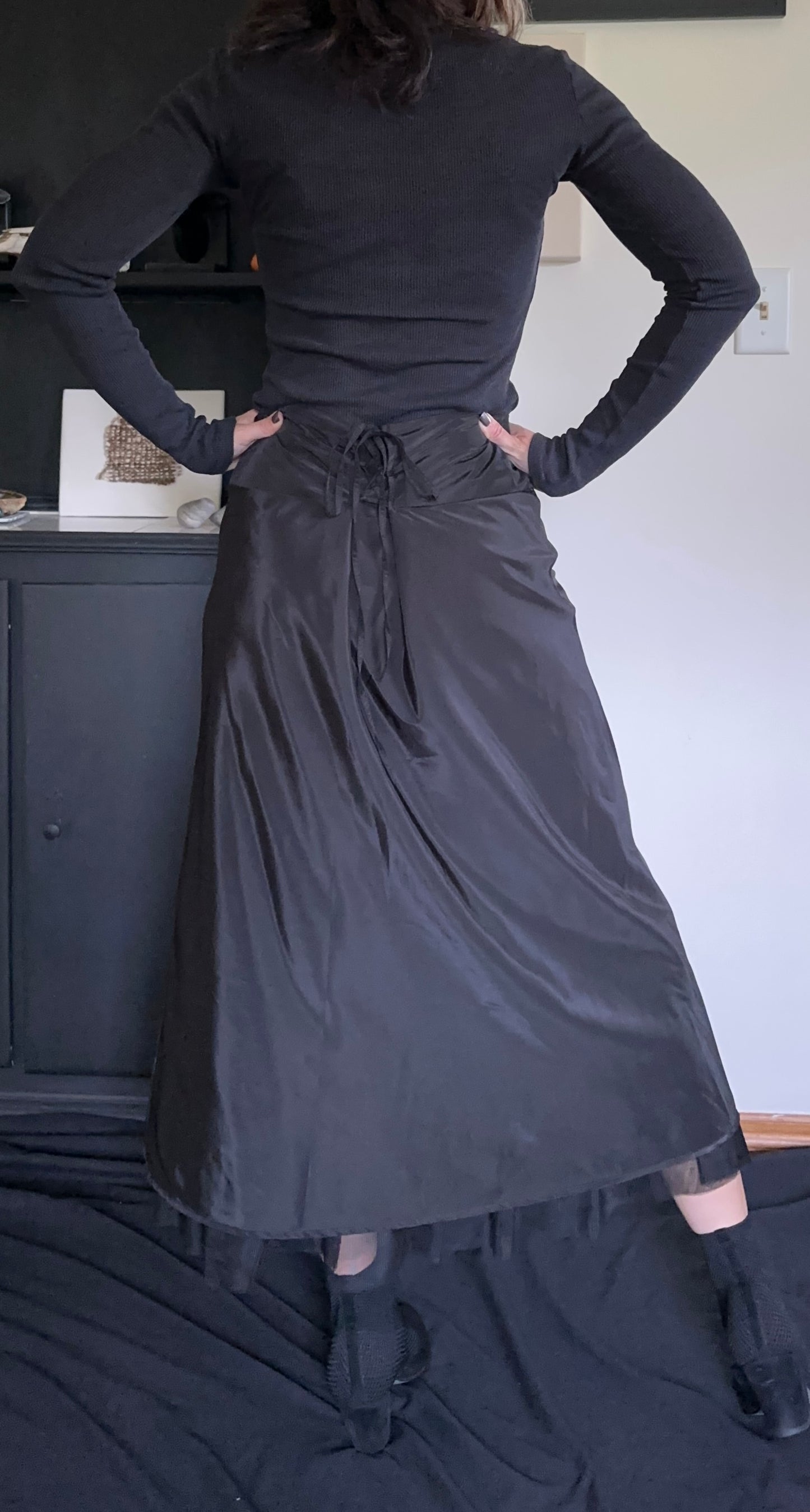 Vintage Nylon & Tulle Lace-Up Skirt