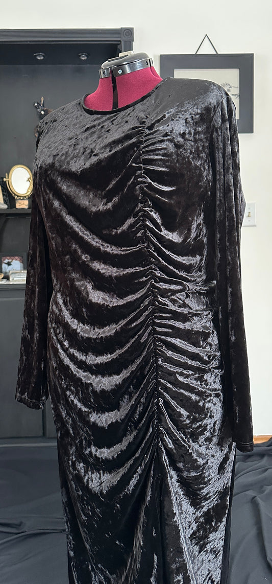 Ruched Velvet Bodycon Dress SZ 1X