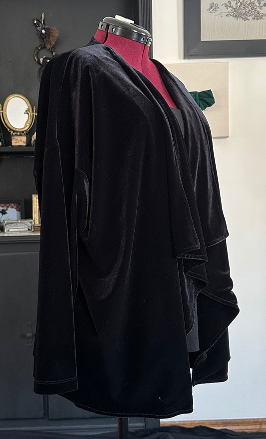 Velvet Drape Front Cardigan L-2X
