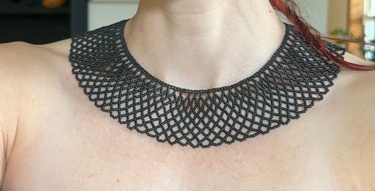 Black Beaded Collar Necklace