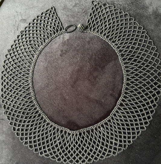 Black Beaded Collar Necklace