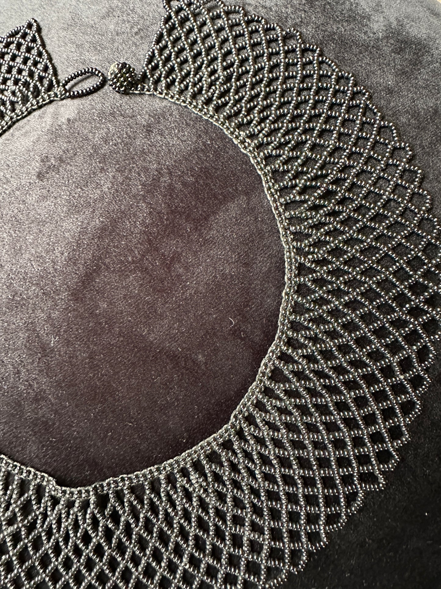 Black Beaded Collar Necklace