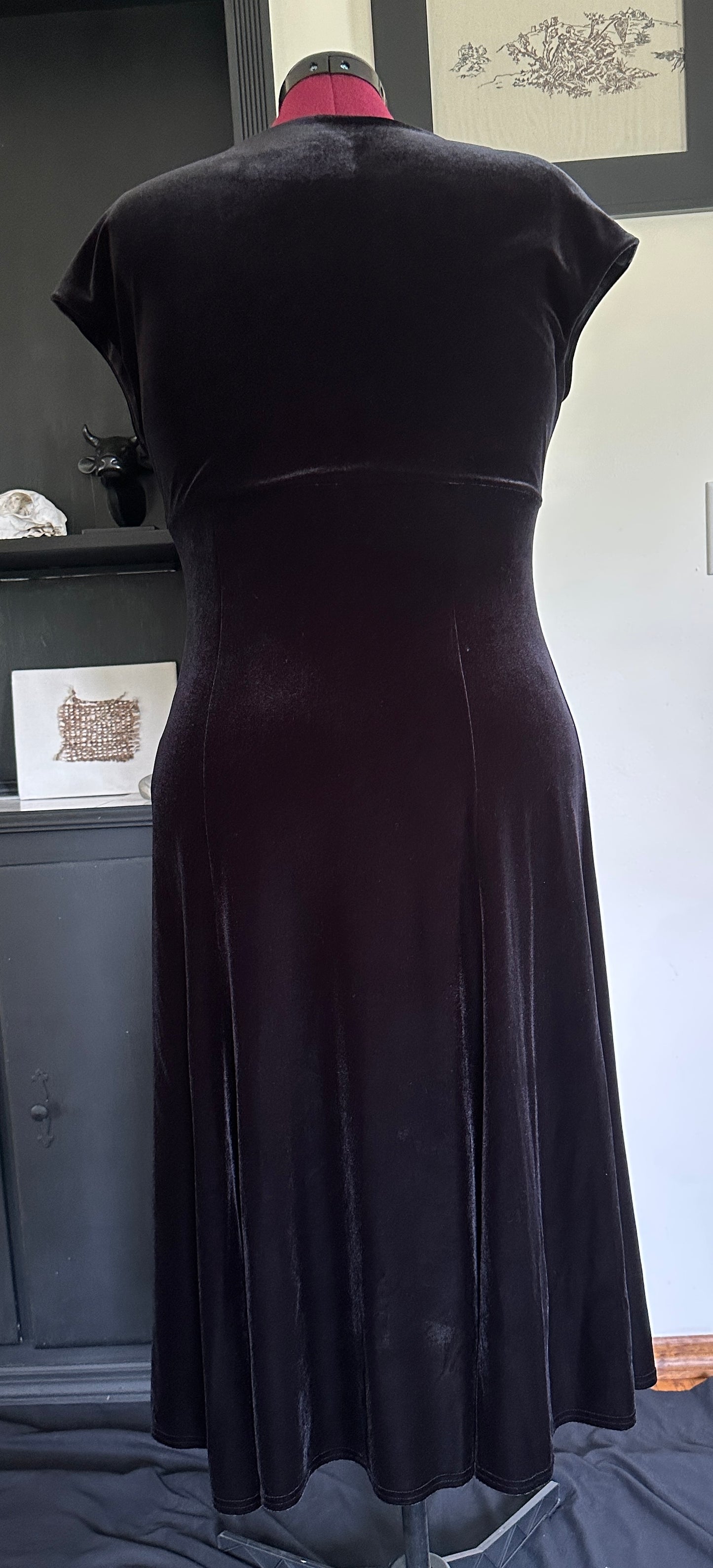 90s Vintage Velvet Baby Doll Dress SZ 14