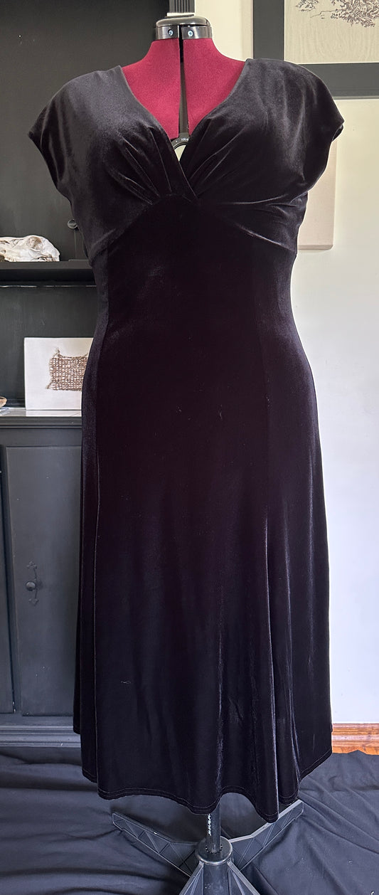 90s Vintage Velvet Baby Doll Dress SZ 14