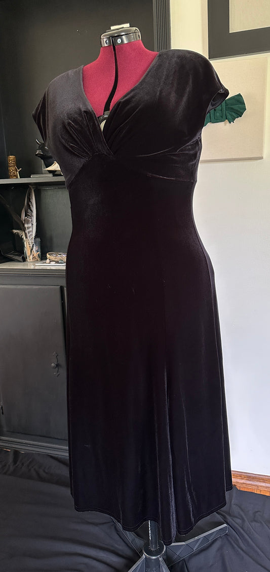 90s Vintage Velvet Baby Doll Dress SZ 14