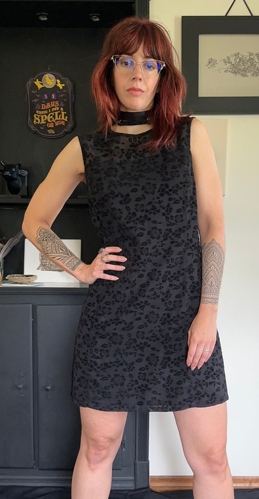 90s Softgoth Vintage Esprit Floral Sheath Dress M/L