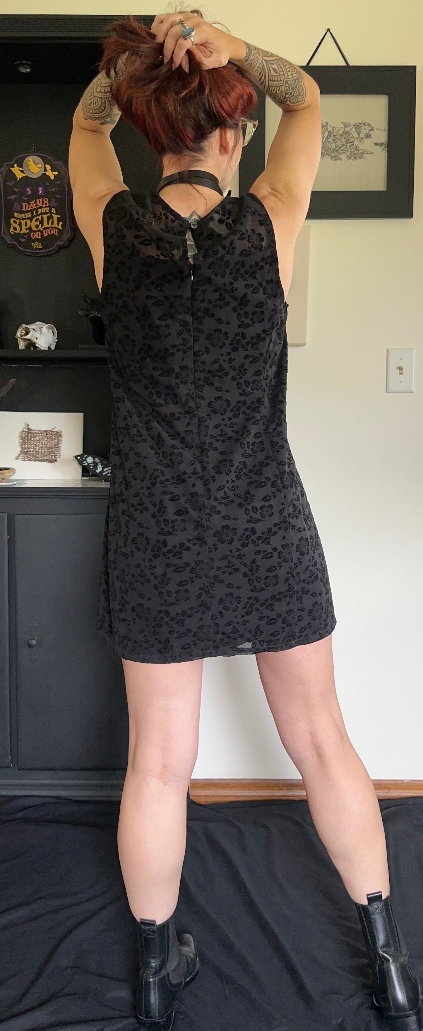 90s Softgoth Vintage Esprit Floral Sheath Dress M/L