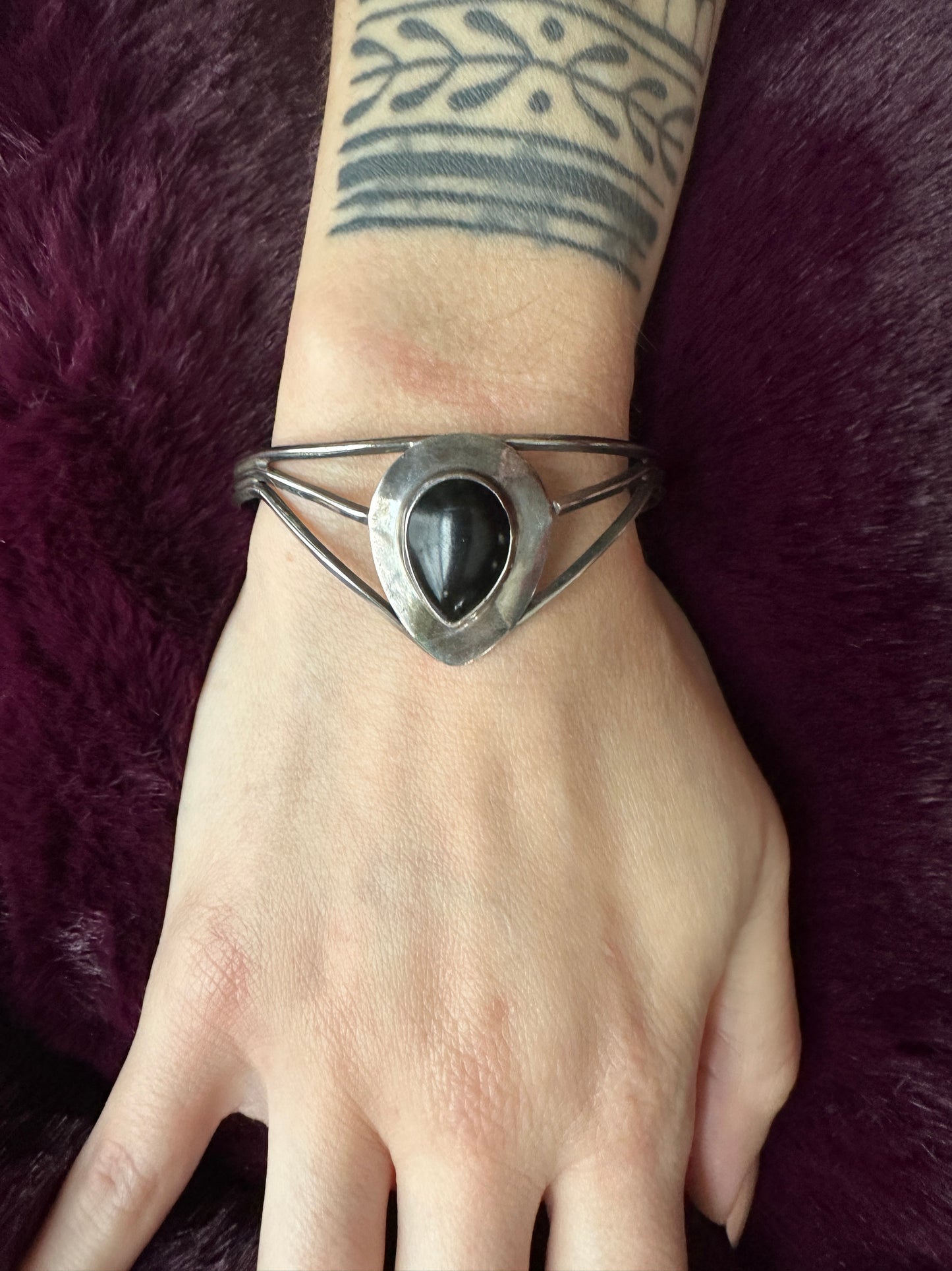 Vintage Silver & Onyx Cuff Bracelet