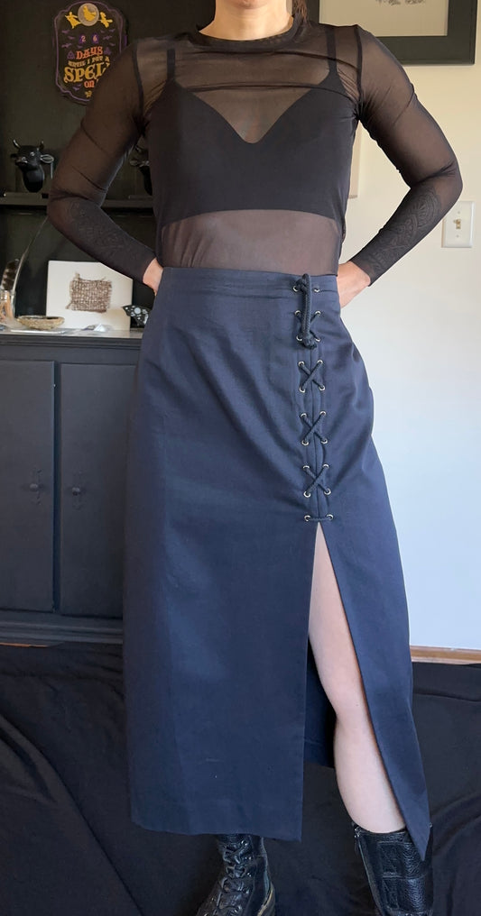 Kors Cotton Lace Up Goth Skirt SZ 12