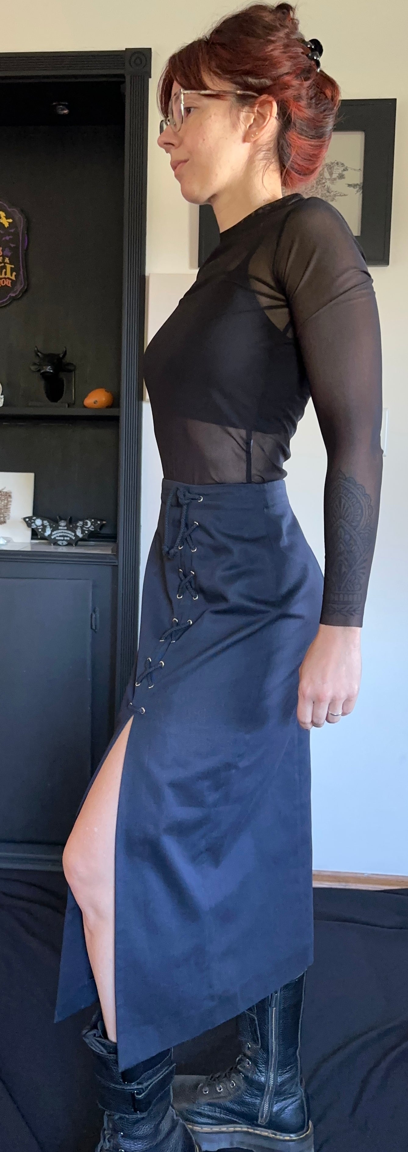 Kors Cotton Lace Up Goth Skirt SZ 12
