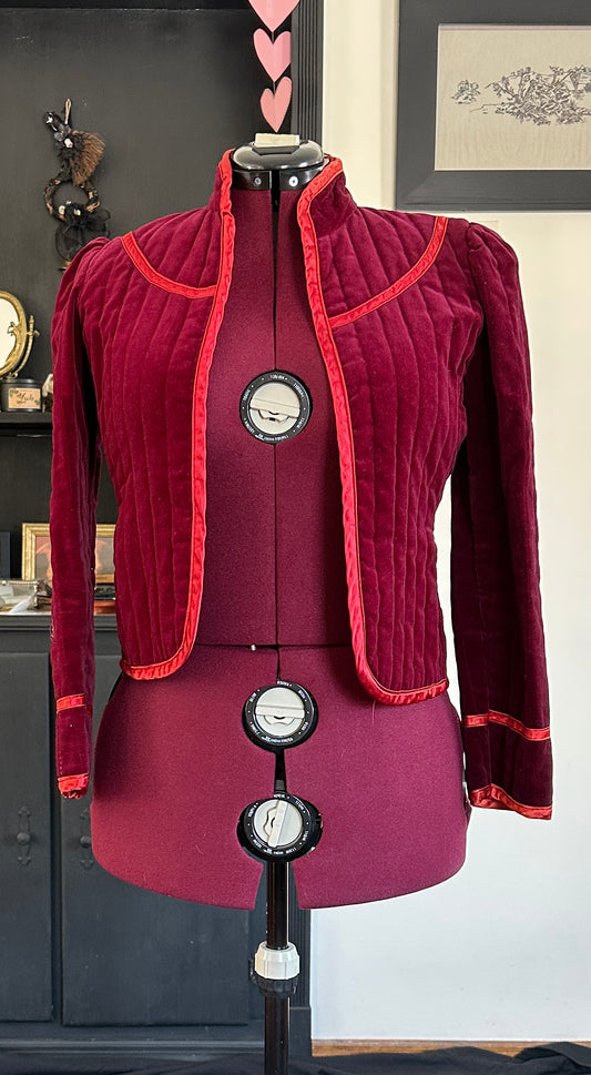 70s Velvet Quilted Jacket XS - S