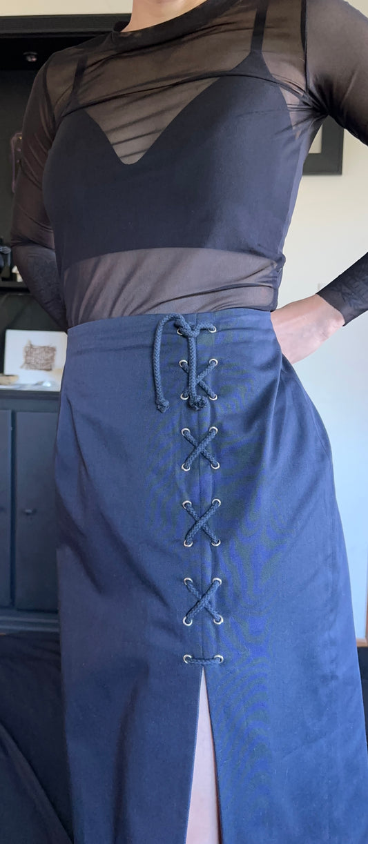 Kors Cotton Lace Up Goth Skirt SZ 12
