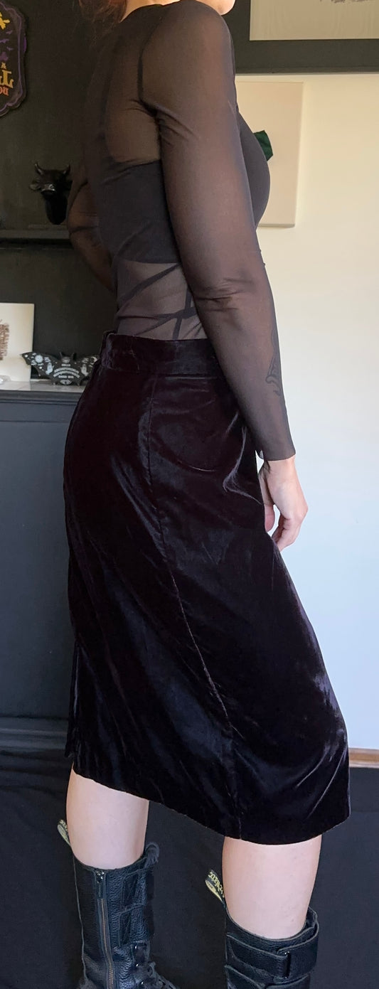 Velvet Oxblood Goth Pencil Skirt SZ 16
