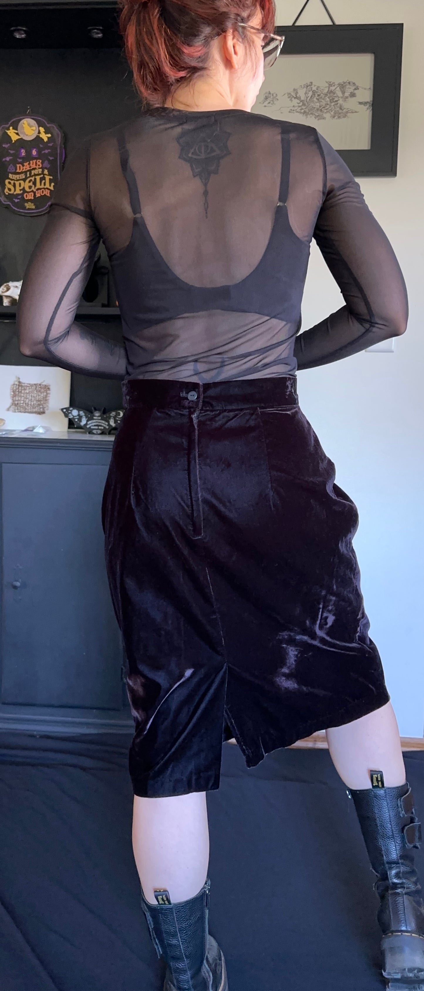 Velvet Oxblood Goth Pencil Skirt SZ 16