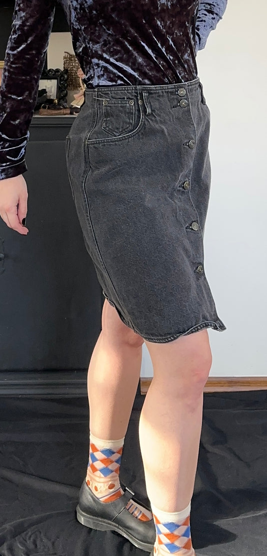 90s Black Denim Liz Claiborne Skirt SZ 10