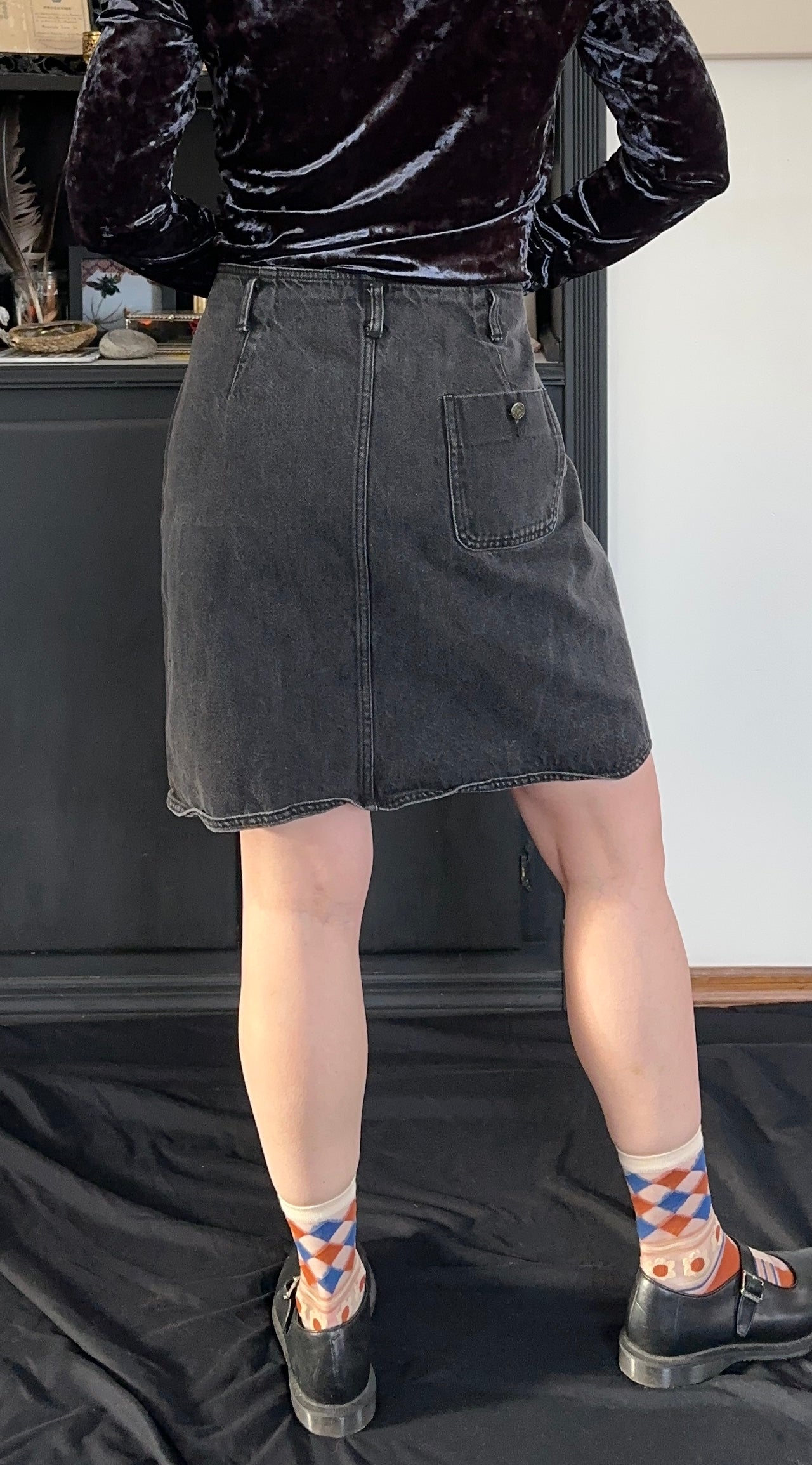 90s Black Denim Liz Claiborne Skirt SZ 10