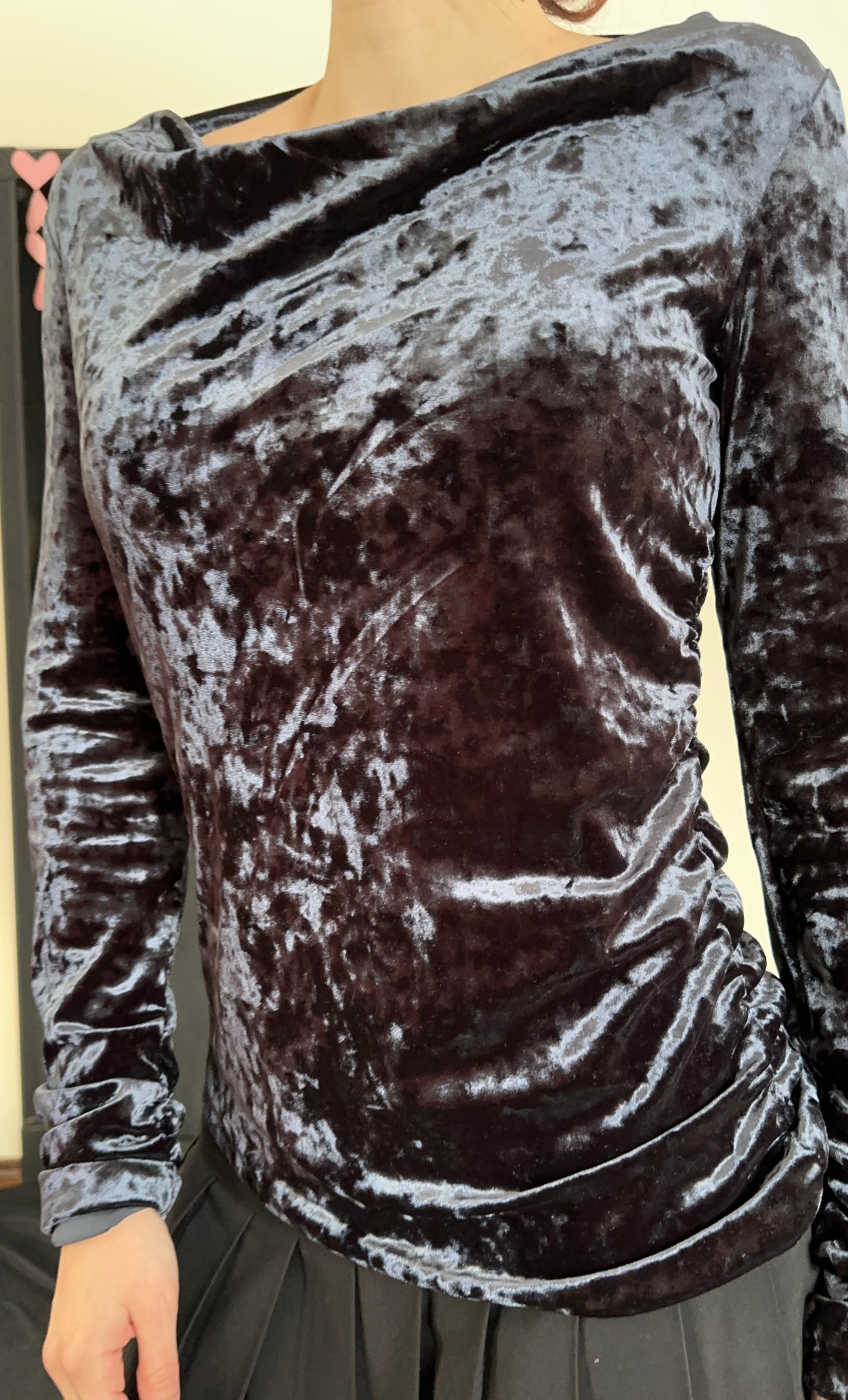 Cowl Neck Velvet Top M