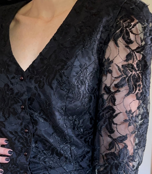 Vintage 80s Goth Lace Jacket XS - M