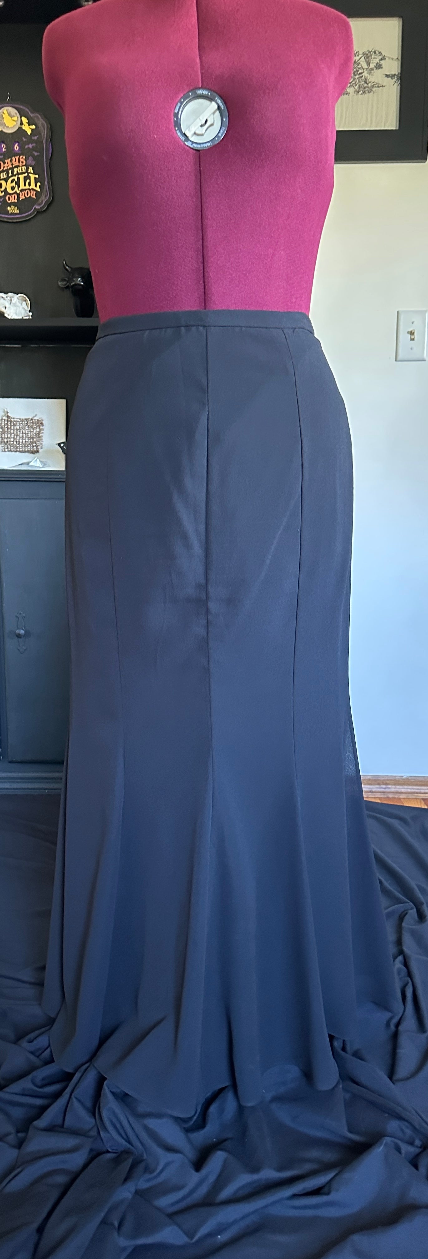 Vintage Black Whimsigoth Trumpet Skirt SZ 12