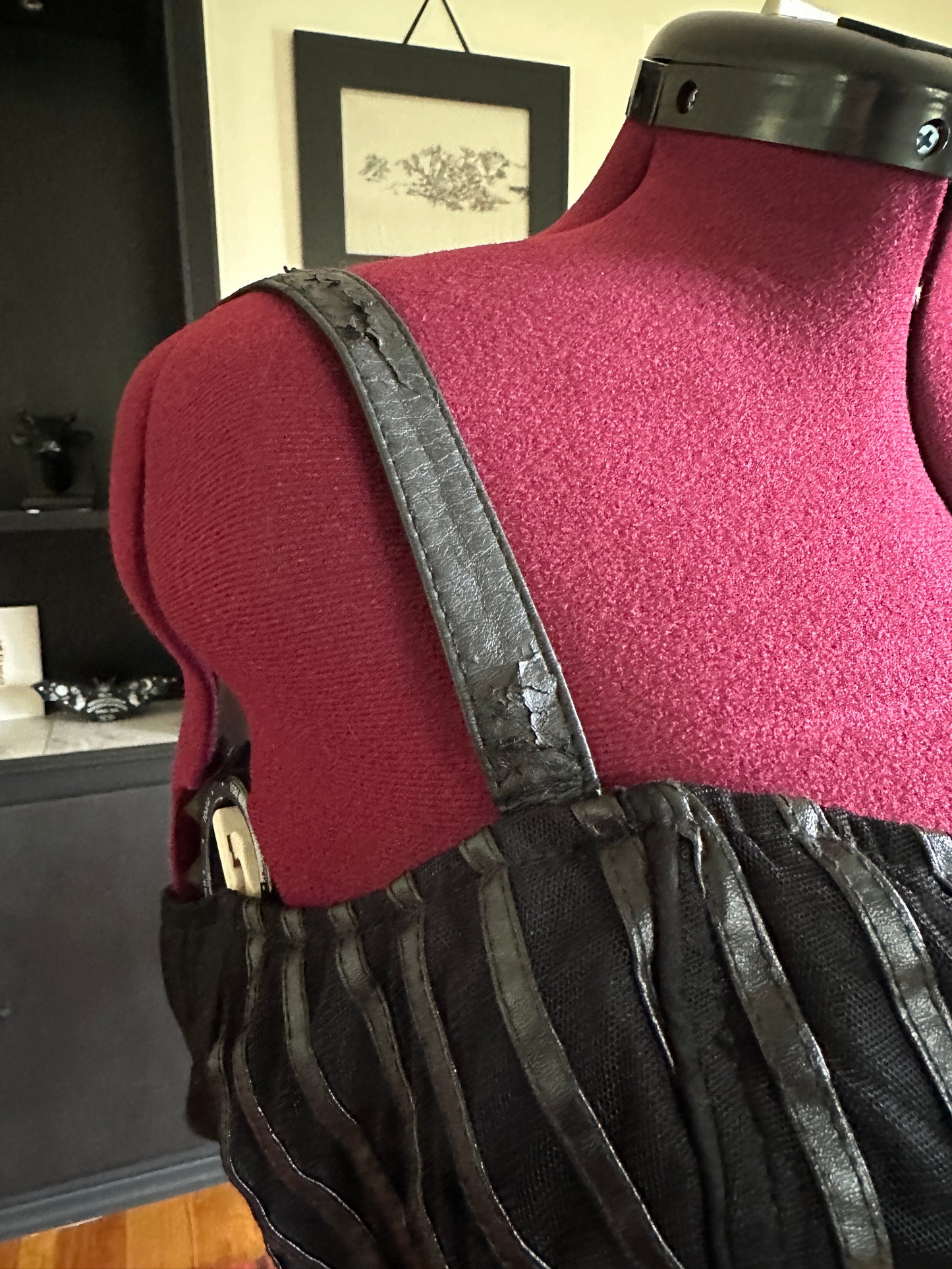 Vintage Tripp NYC Striped Faux Leather Bodice 6X
