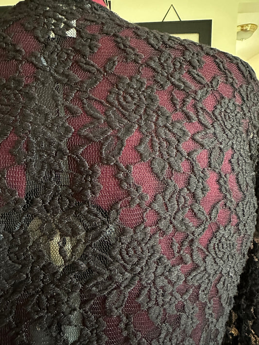 Black Stretch Lace Duster 3X