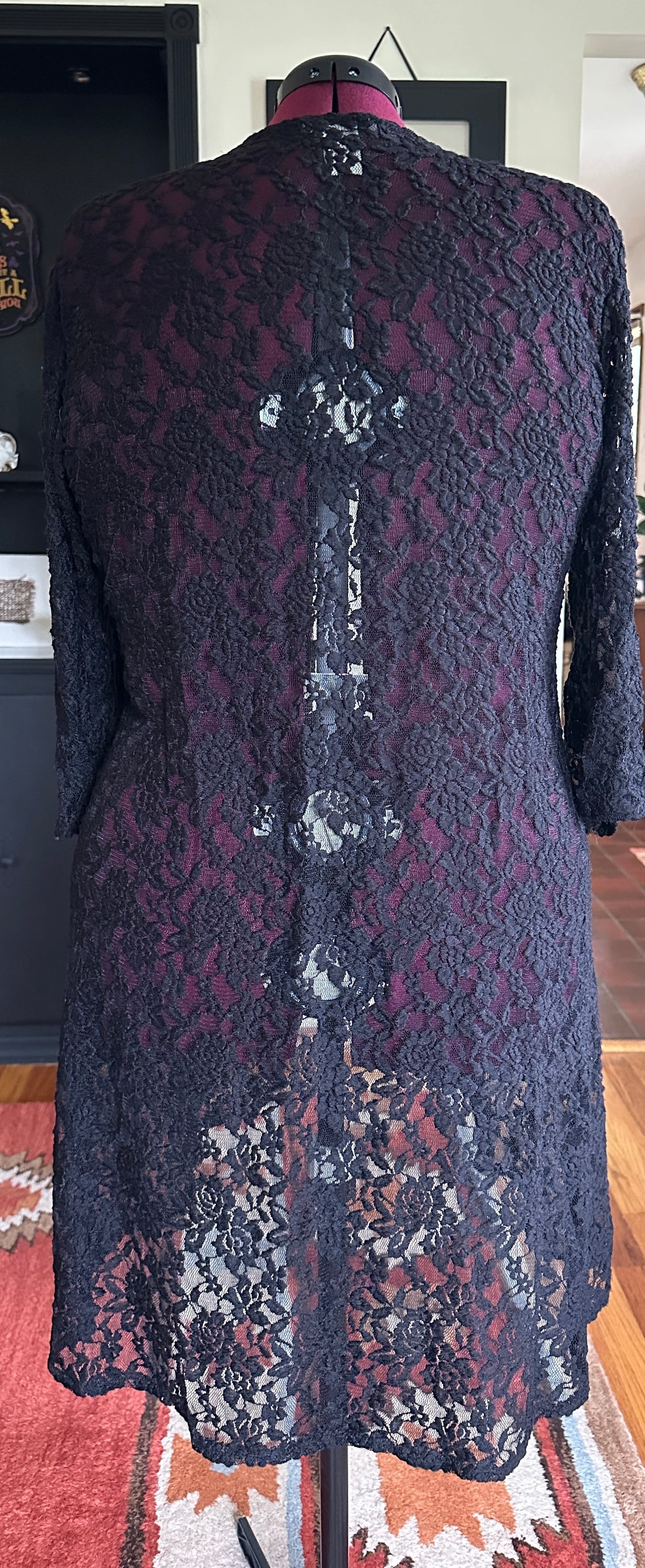 Black Stretch Lace Duster 3X