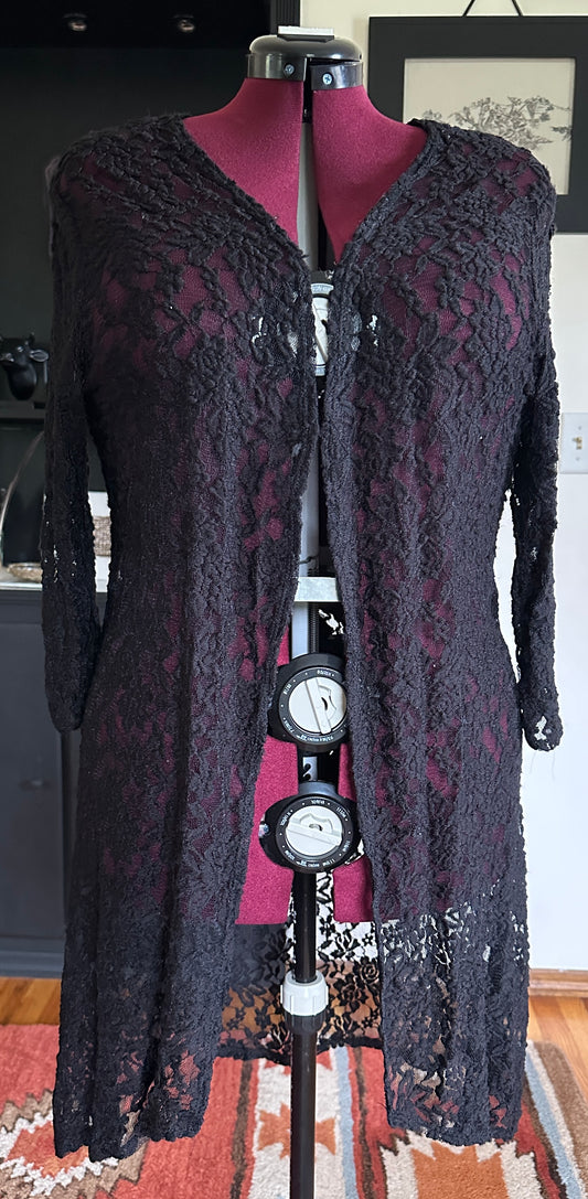 Black Stretch Lace Duster 3X