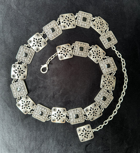 Antiqued Silver Medallion Medieval Belt M-XXL