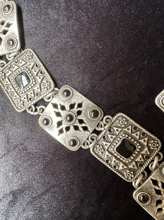 Antiqued Silver Medallion Medieval Belt M-XXL