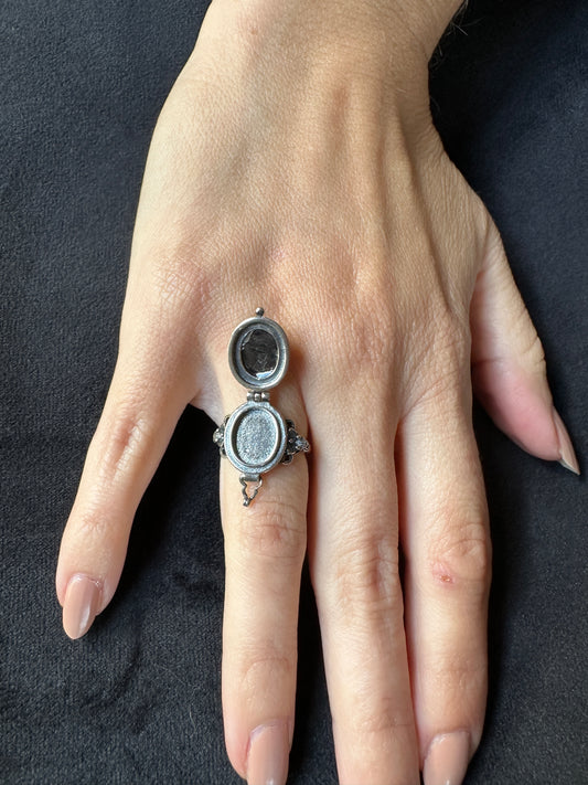 Sterling Silver Hypersthene Poison Adjustable Ring