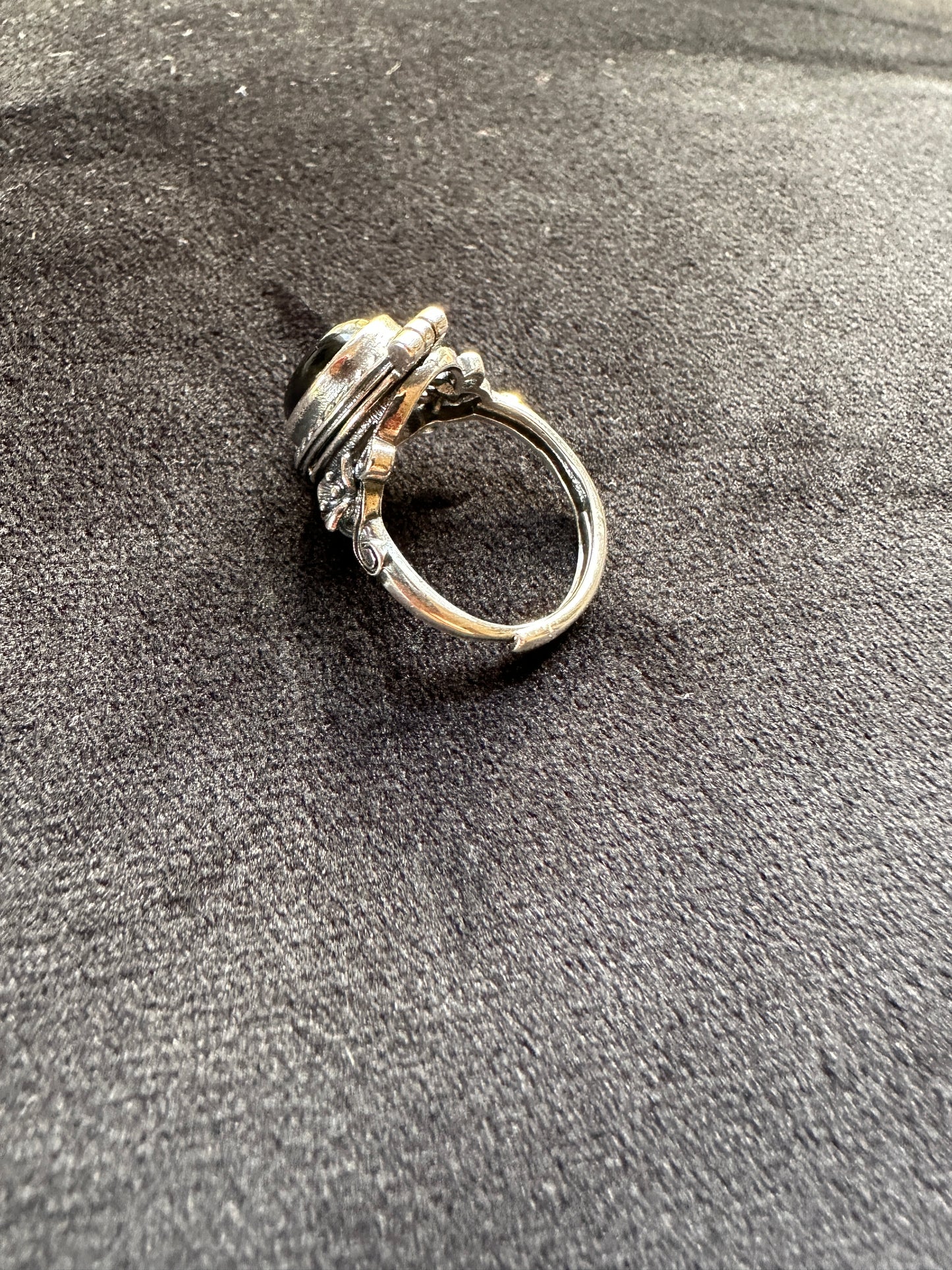 Sterling Silver Hypersthene Poison Adjustable Ring