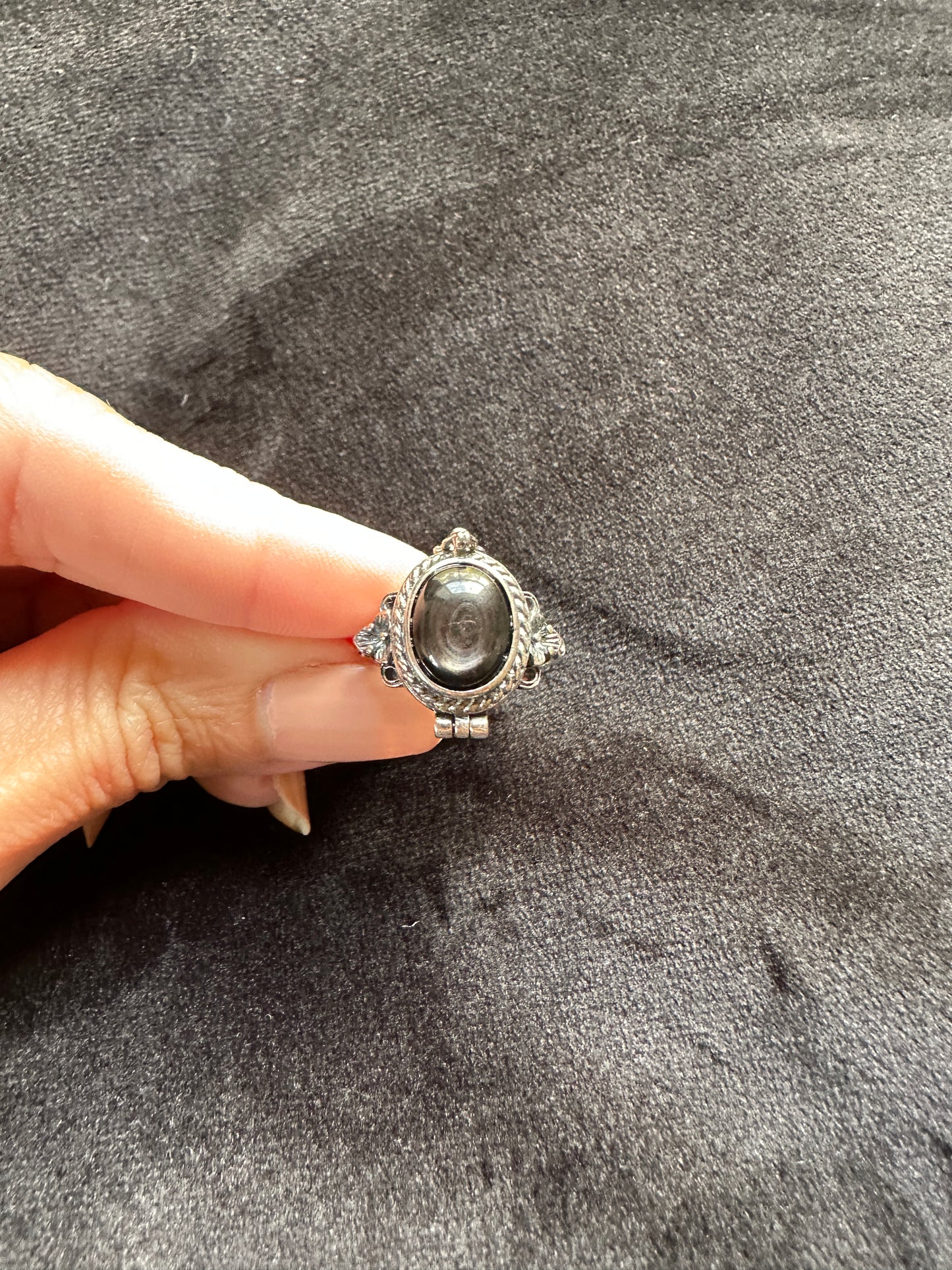 Sterling Silver Hypersthene Poison Adjustable Ring