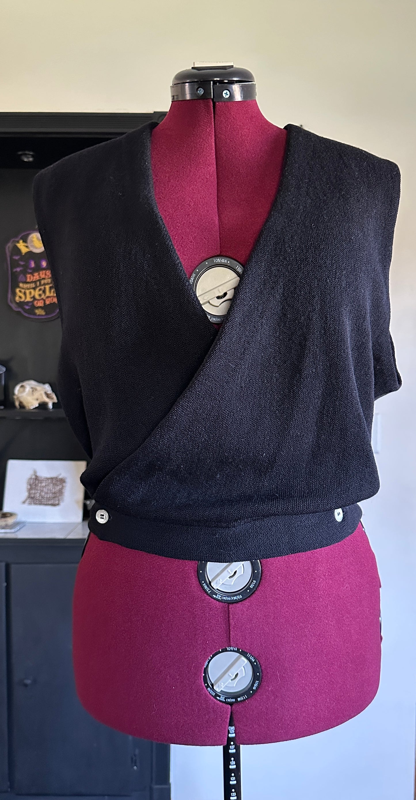 70s Wool Wrap Sweater Vest L