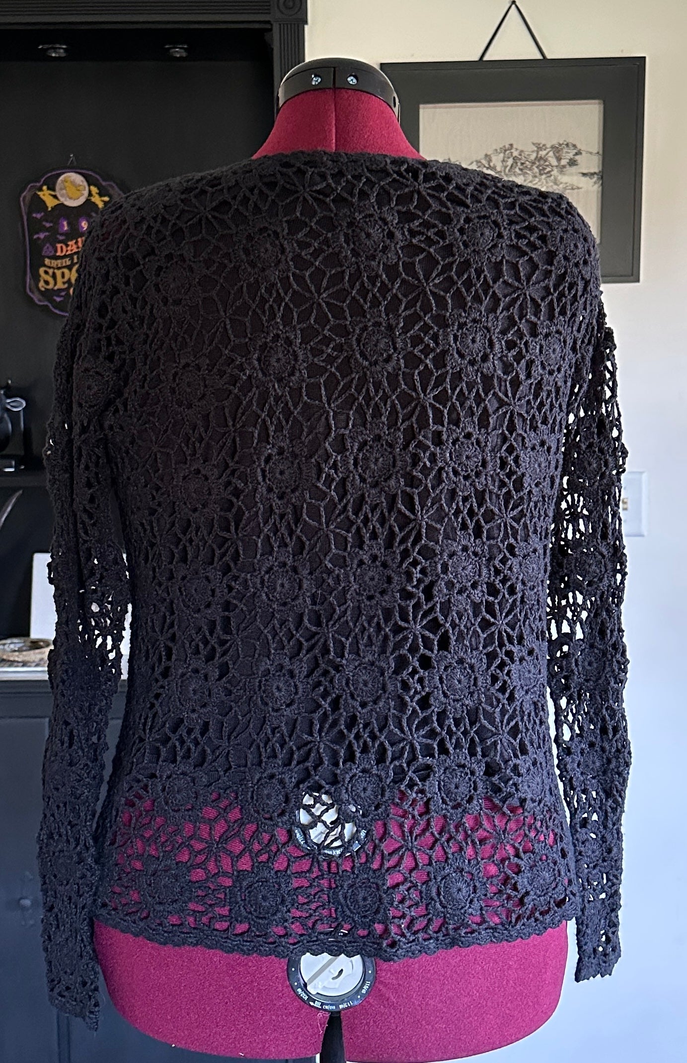 Vintage Crochet Sweater L