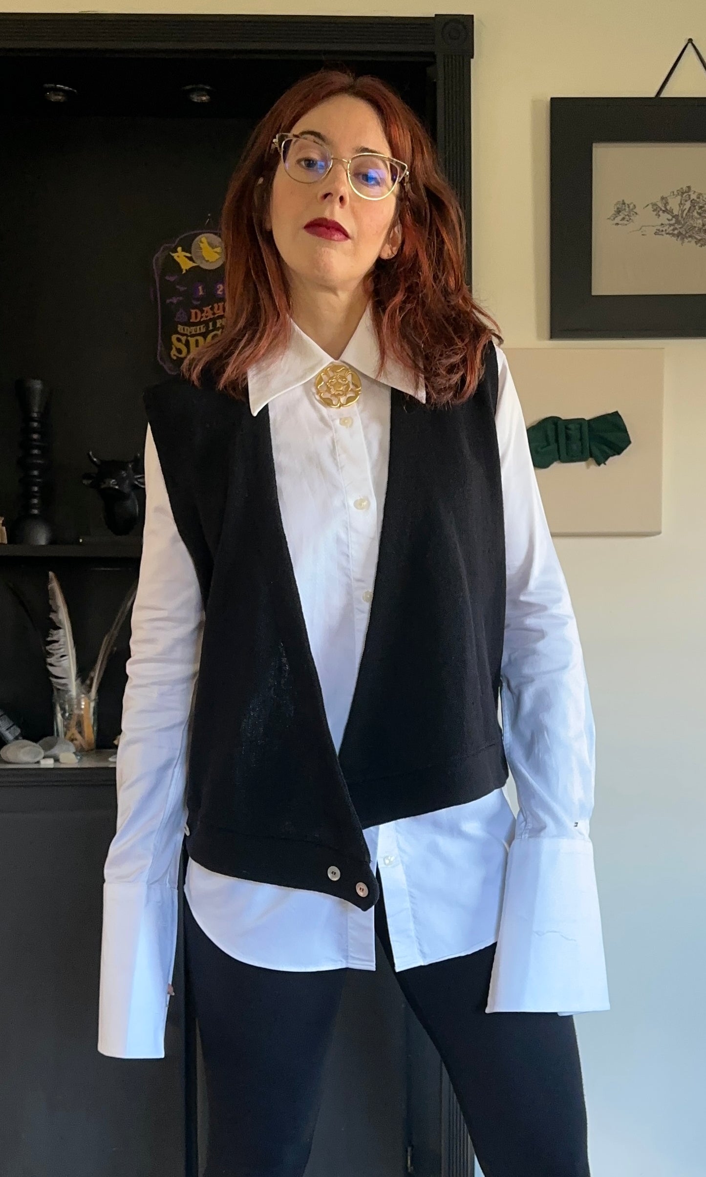 70s Wool Wrap Sweater Vest L