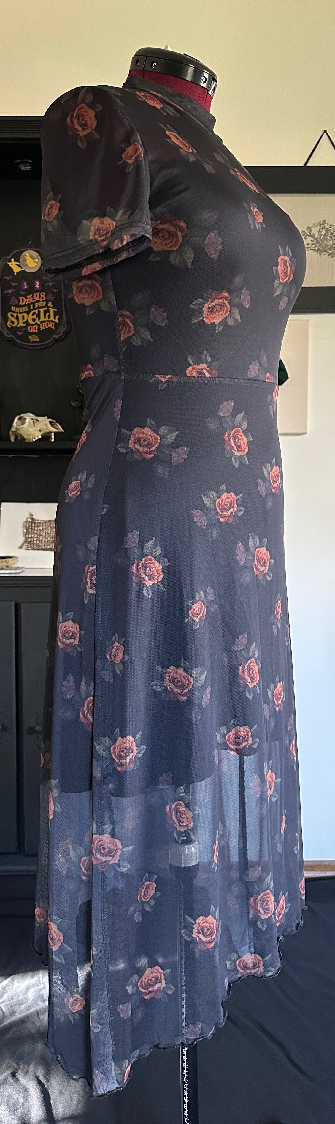 Sheer Floral Softgoth Dress M - L