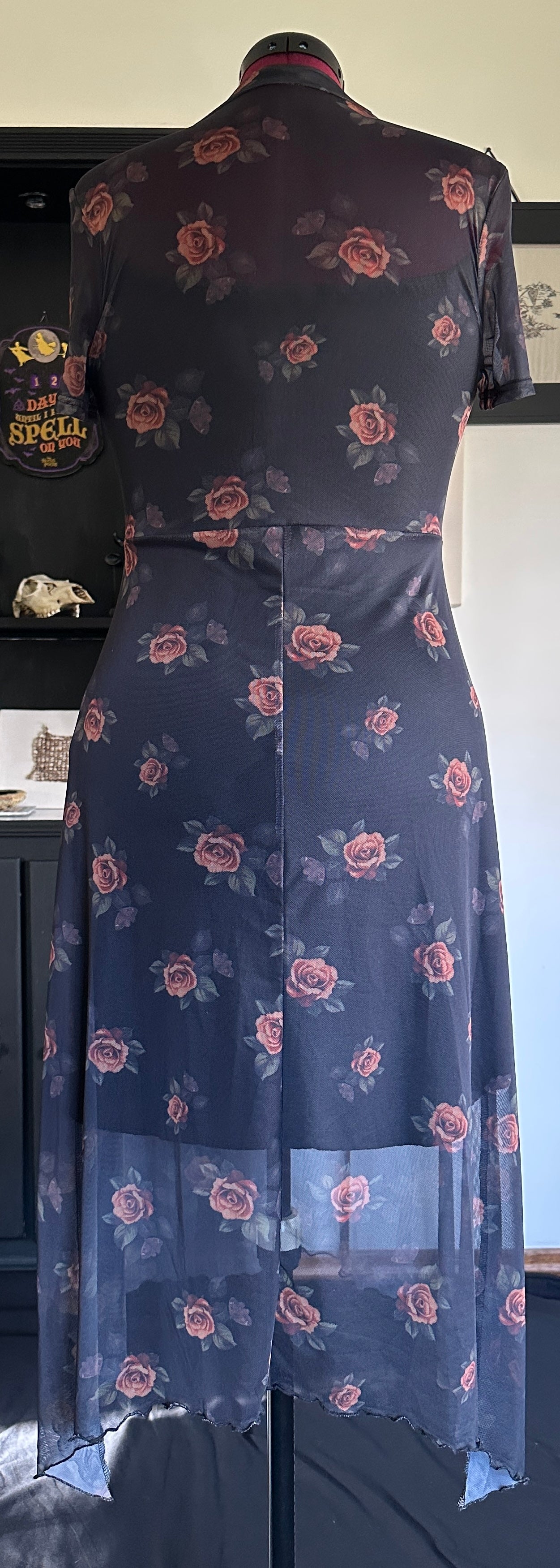 Sheer Floral Softgoth Dress M - L