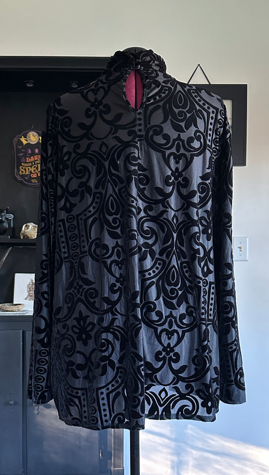 Sheer Burnout Velvet Turtleneck Top 3X