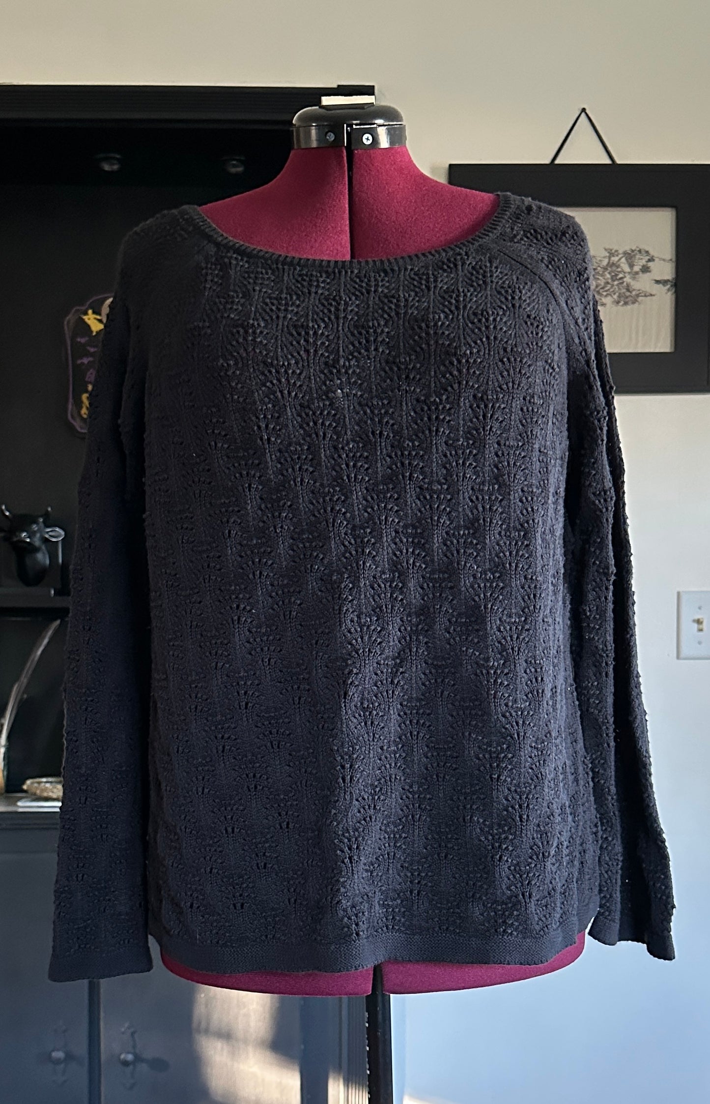 Black Knit Cotton Sweater 1X