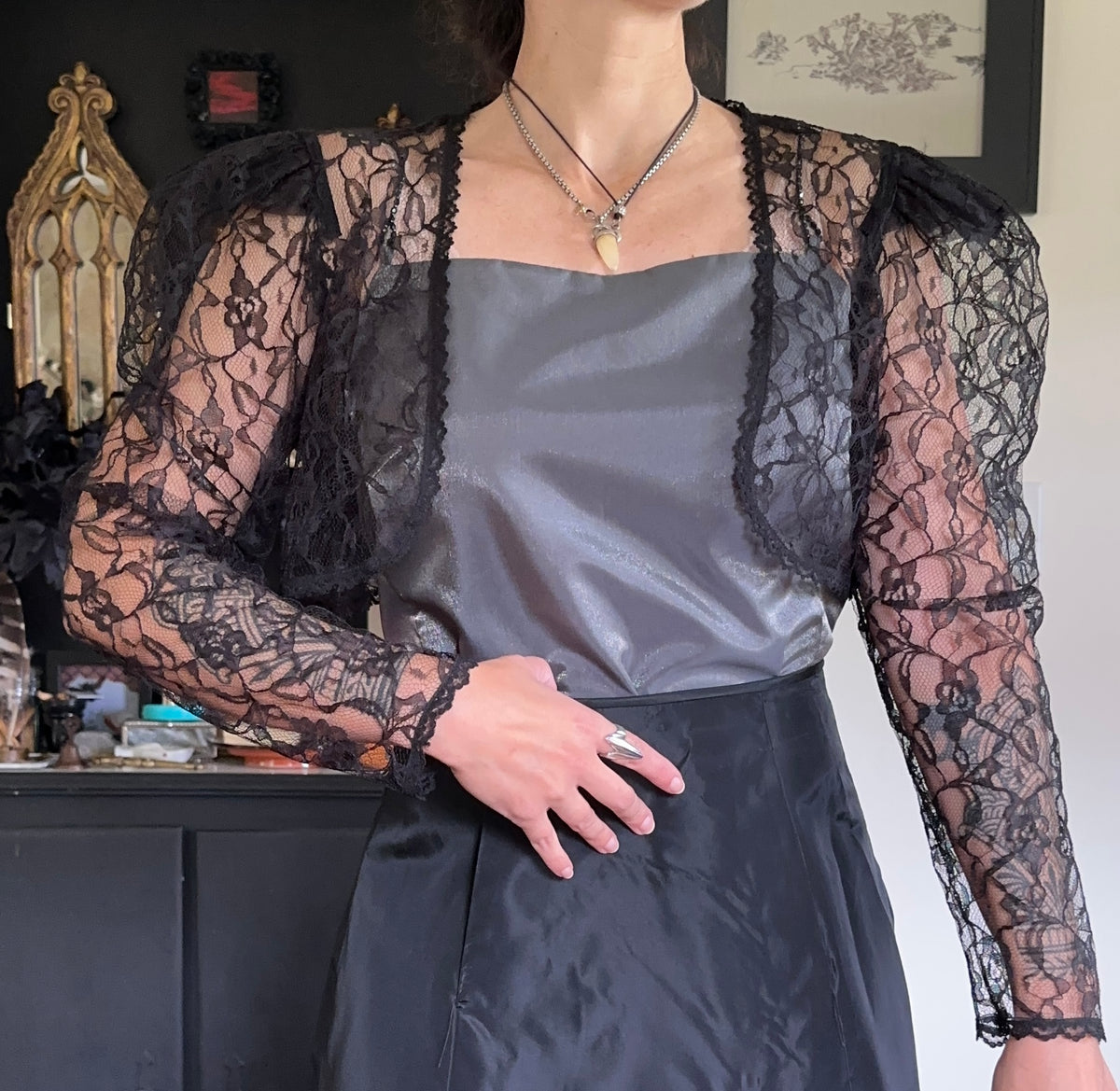 80s Vampire Goth Lace Bolero S