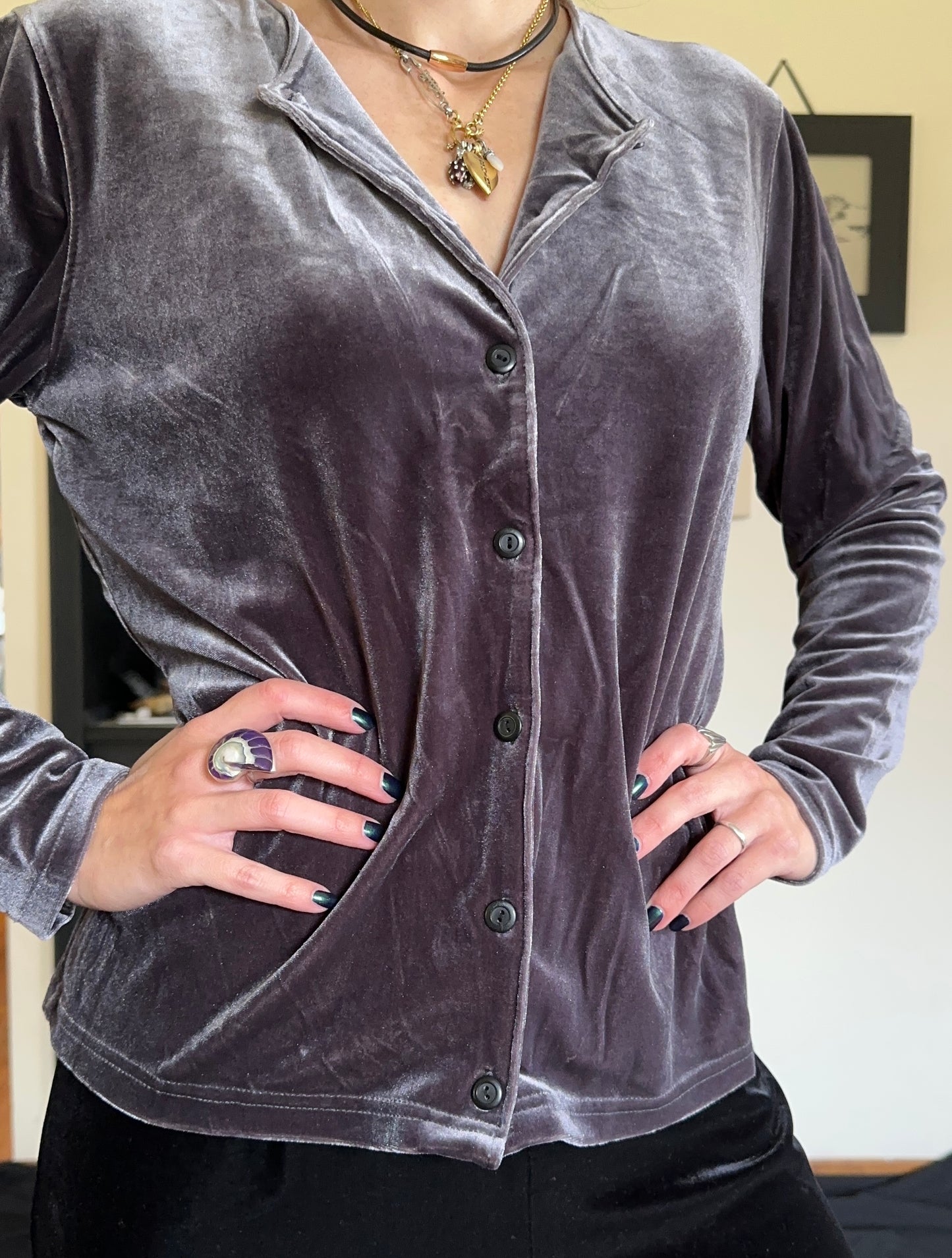 Stretch Velvet Cardigan M