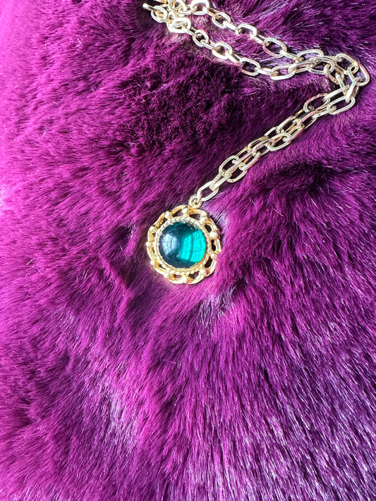 Vintage Emerald Amulet Necklace
