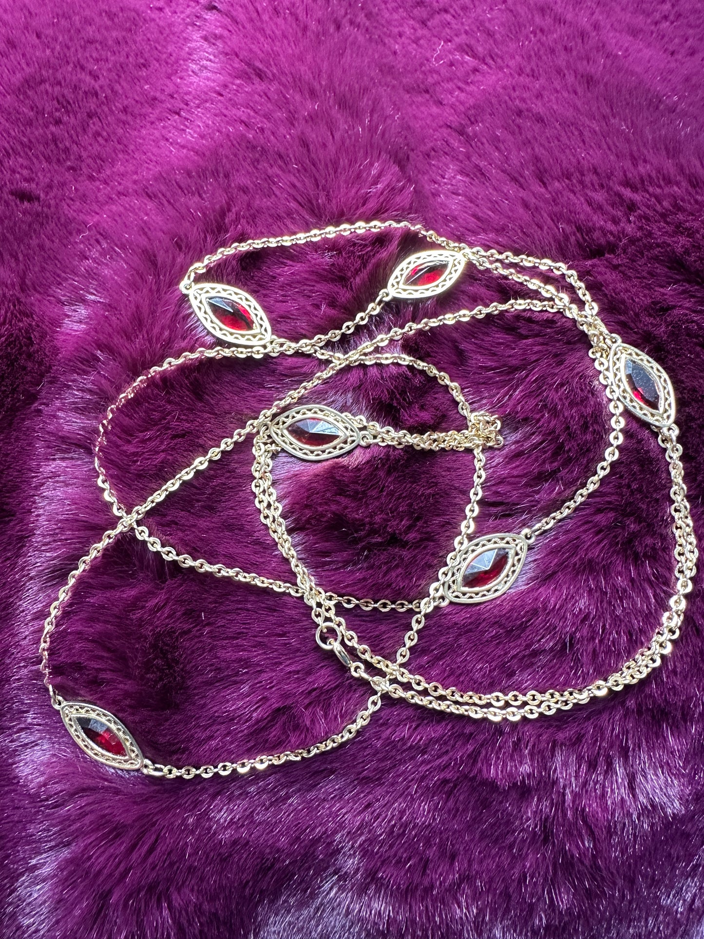 Vintage Art Deco Gold & Garnet Necklace