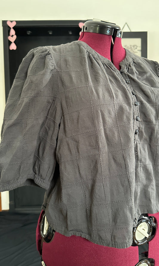 Puff Sleeve Cropped Blouse XL