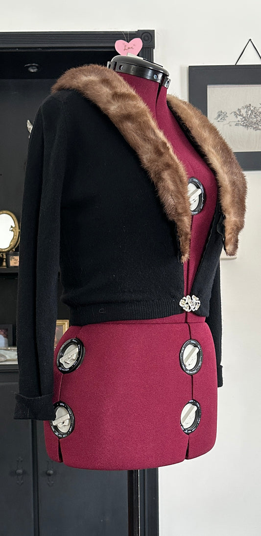 1940s Cashmere & Fur Cardigan S-M