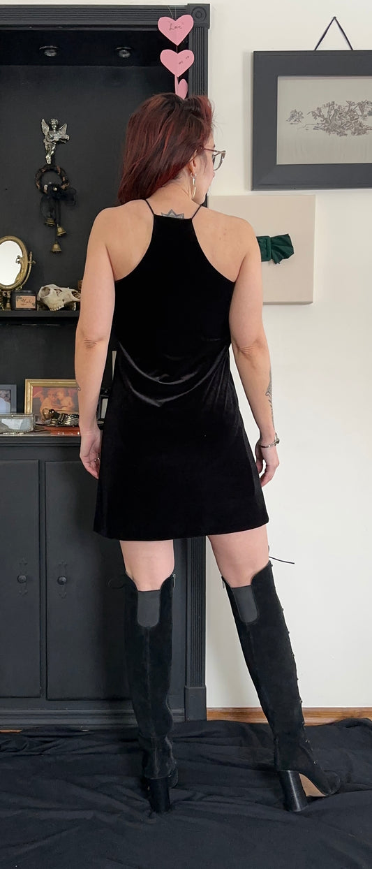 90s Velvet Halter Dress S - M