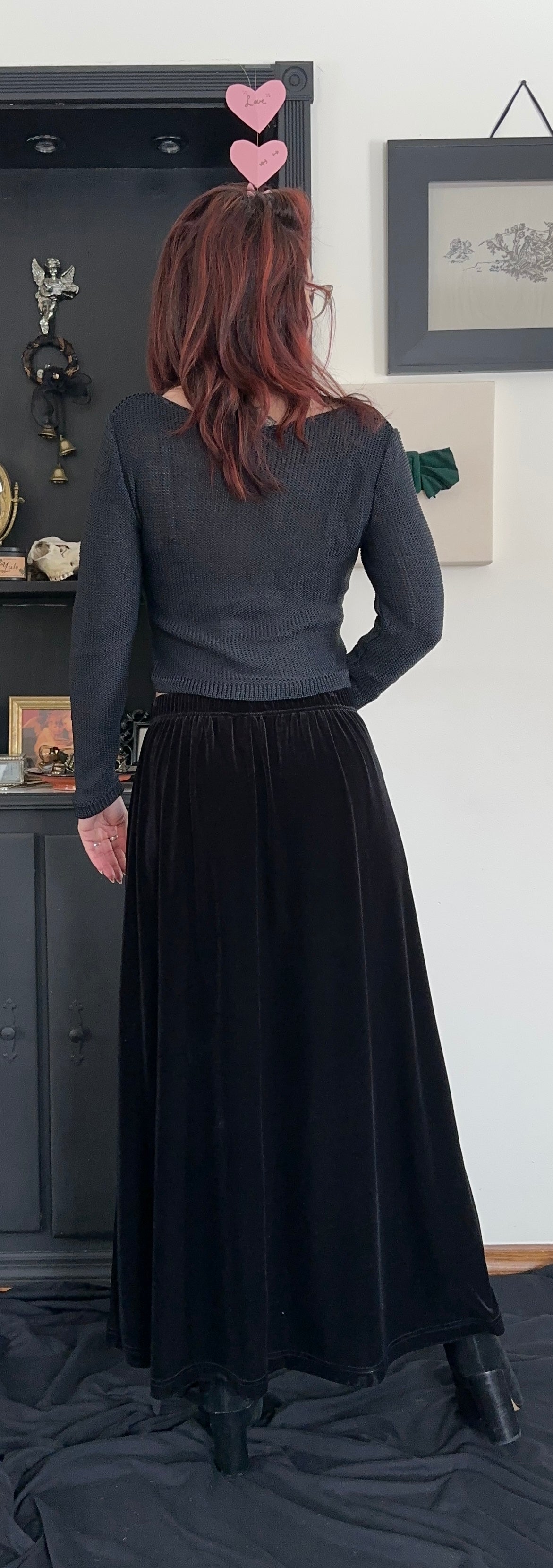 90s Velvet A-line Maxi Skirt
